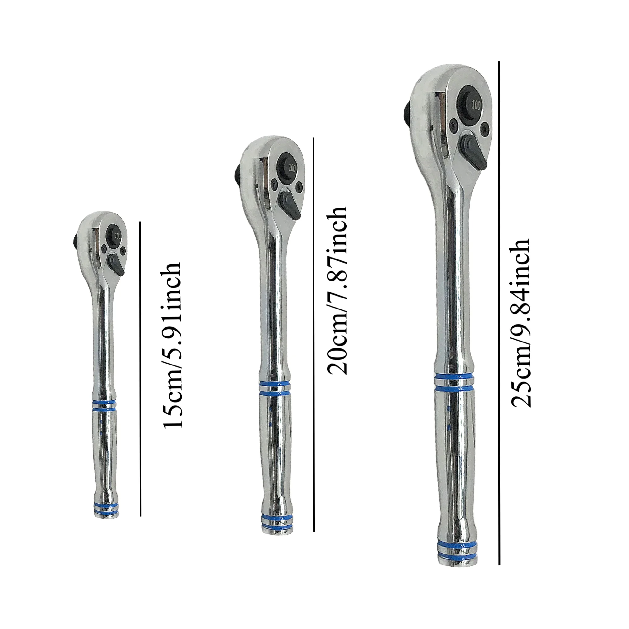 3 pçs 100 dentes catraca lidar com chave multiferramenta ferramentas para catraca 1/4 "3/8" 1/2 "drive catraca resistente chave ajustável