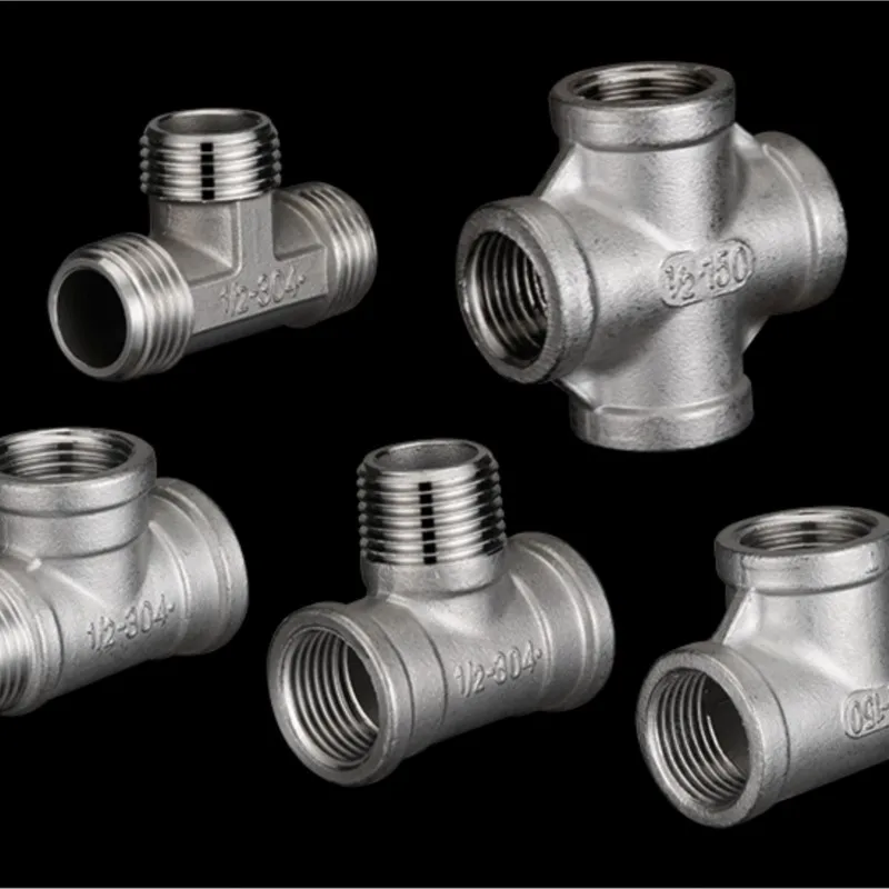 1pc 304 stainless steel inner wire water pipe threaded threaded three-way four-way joint 1/2