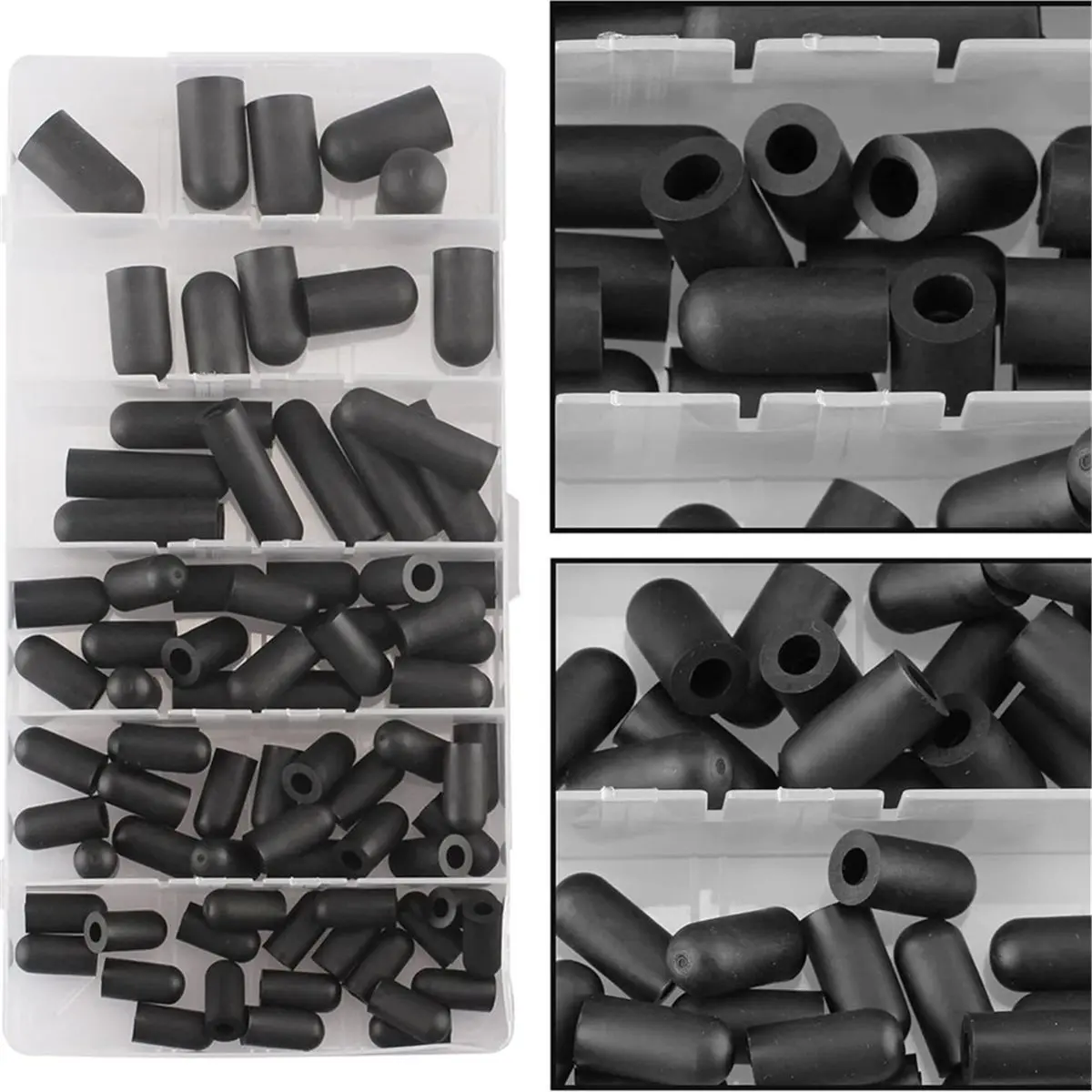 80PCS Vacuum Hose Caps Assortment, 6 Sizes Black Rubber Automotive Caps for Vacuum Plugs & Intake Manifold Fittings