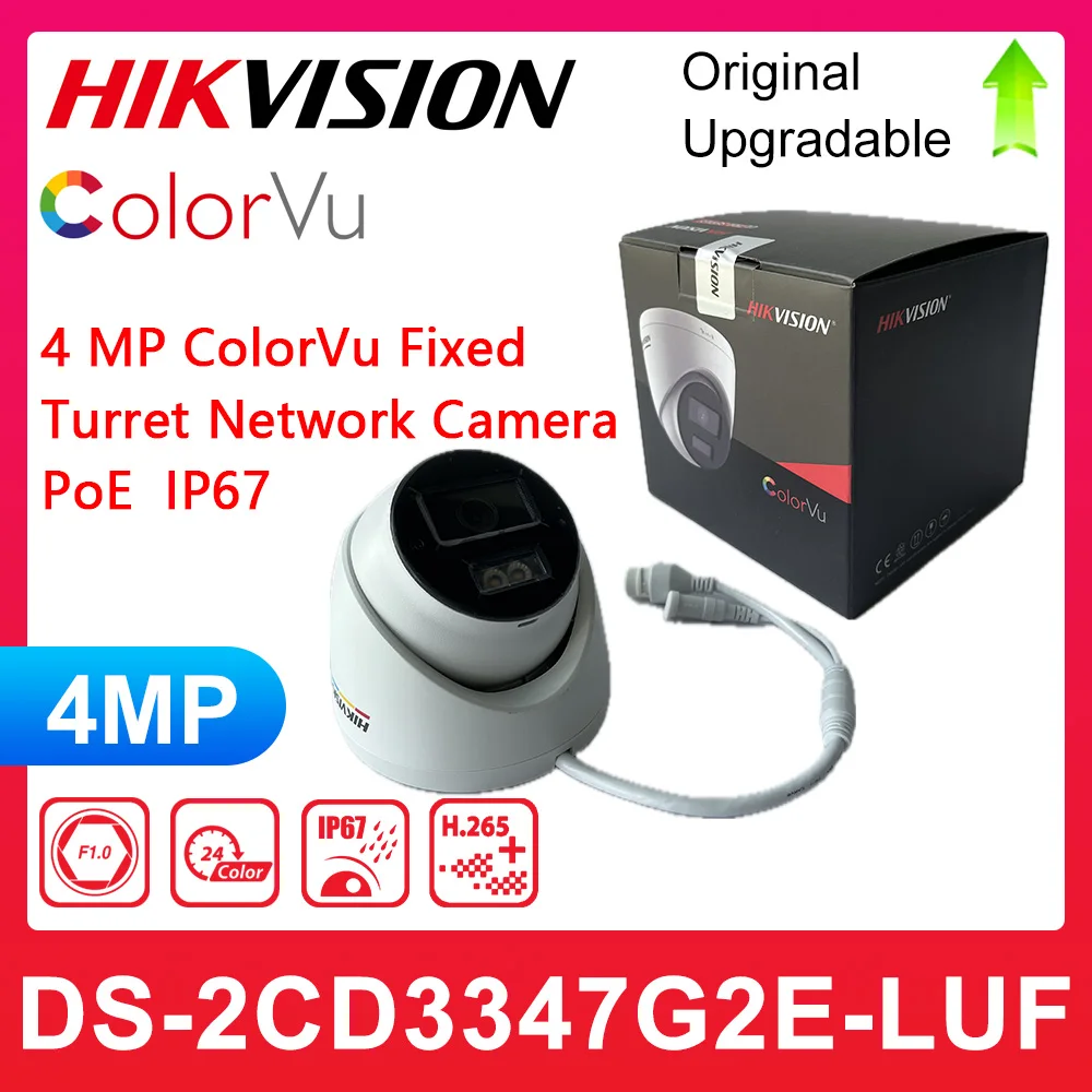 

Hikvision DS-2CD3347G2E-LUF Replace DS-2CD1347G2-LUF 4MP ColorVu CCTV IP Security Protection Turret Network Camera H.265+ Poe