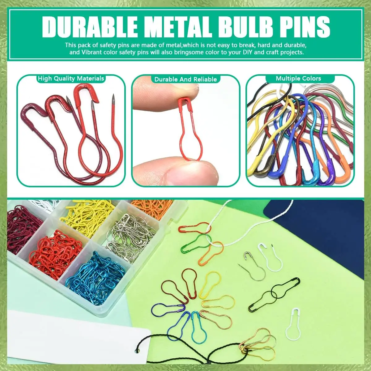 Pins de segurança para tricô e pano de costura, Pins para DIY Craft, Tag Badge, Crochet Stitch Markers, Metal, Vestuário Tag, 100Pcs