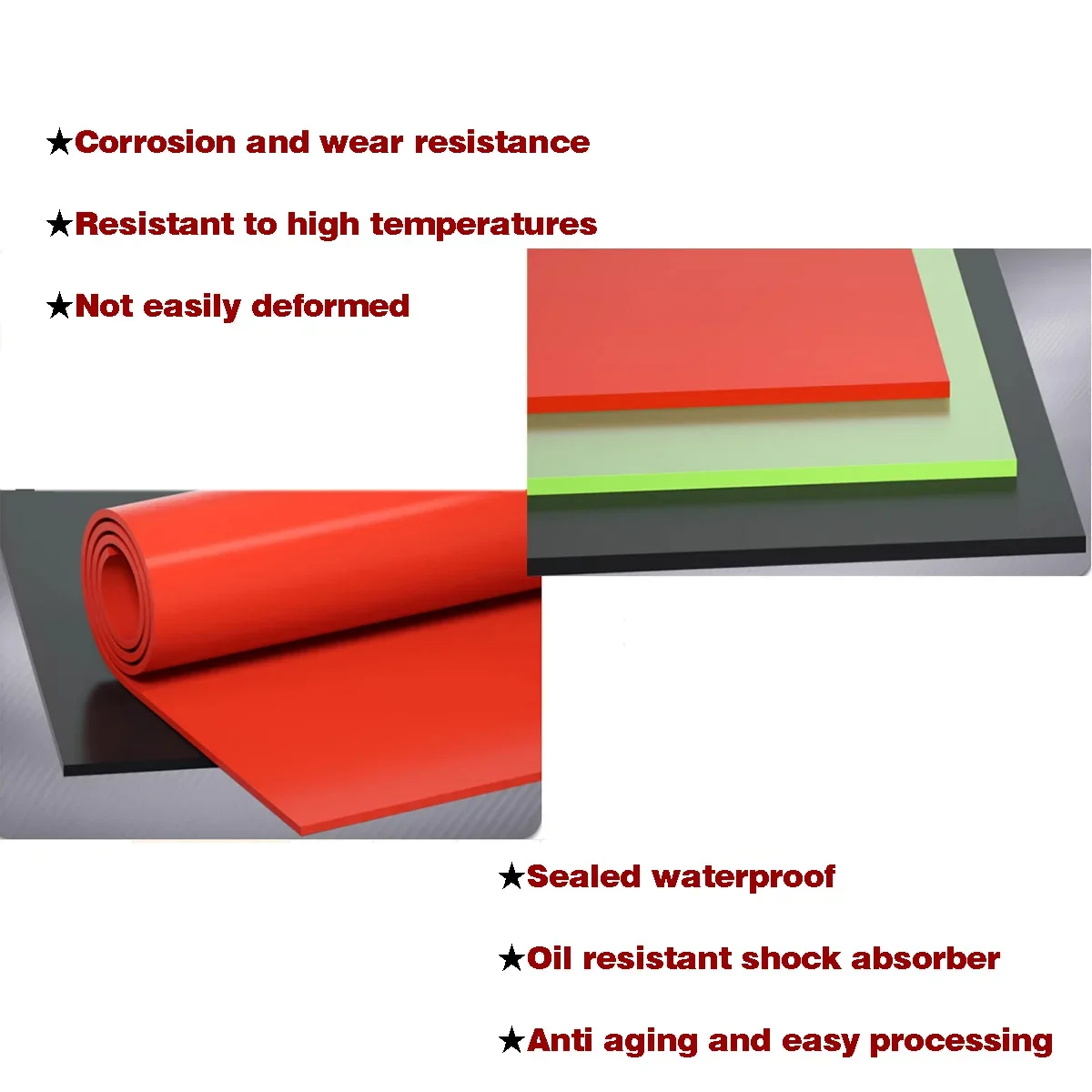 Colored Polyurethane Elastic Rubber Sheet, Thickness=2/3/4/5/6/8/10/12/15/20mm PU Damping Pad, Plastic Sheet, Oil Resistant