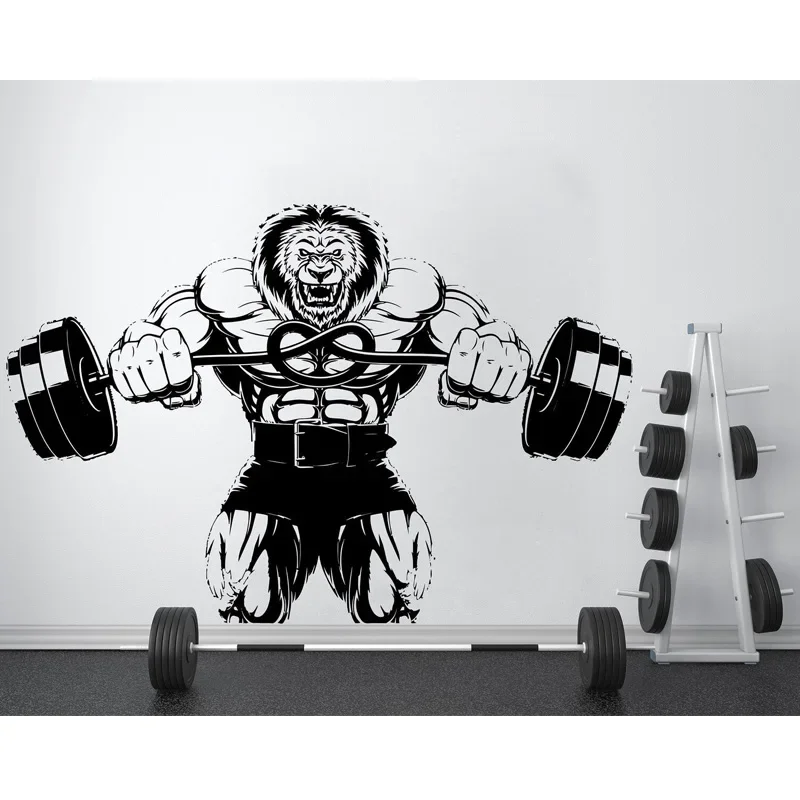 

Gym Wall Decal Custom Fitness Decor Workout Art Decal Lion Gym Quote Vinyl Stickers Workout Motivation Crossfit Logo E114