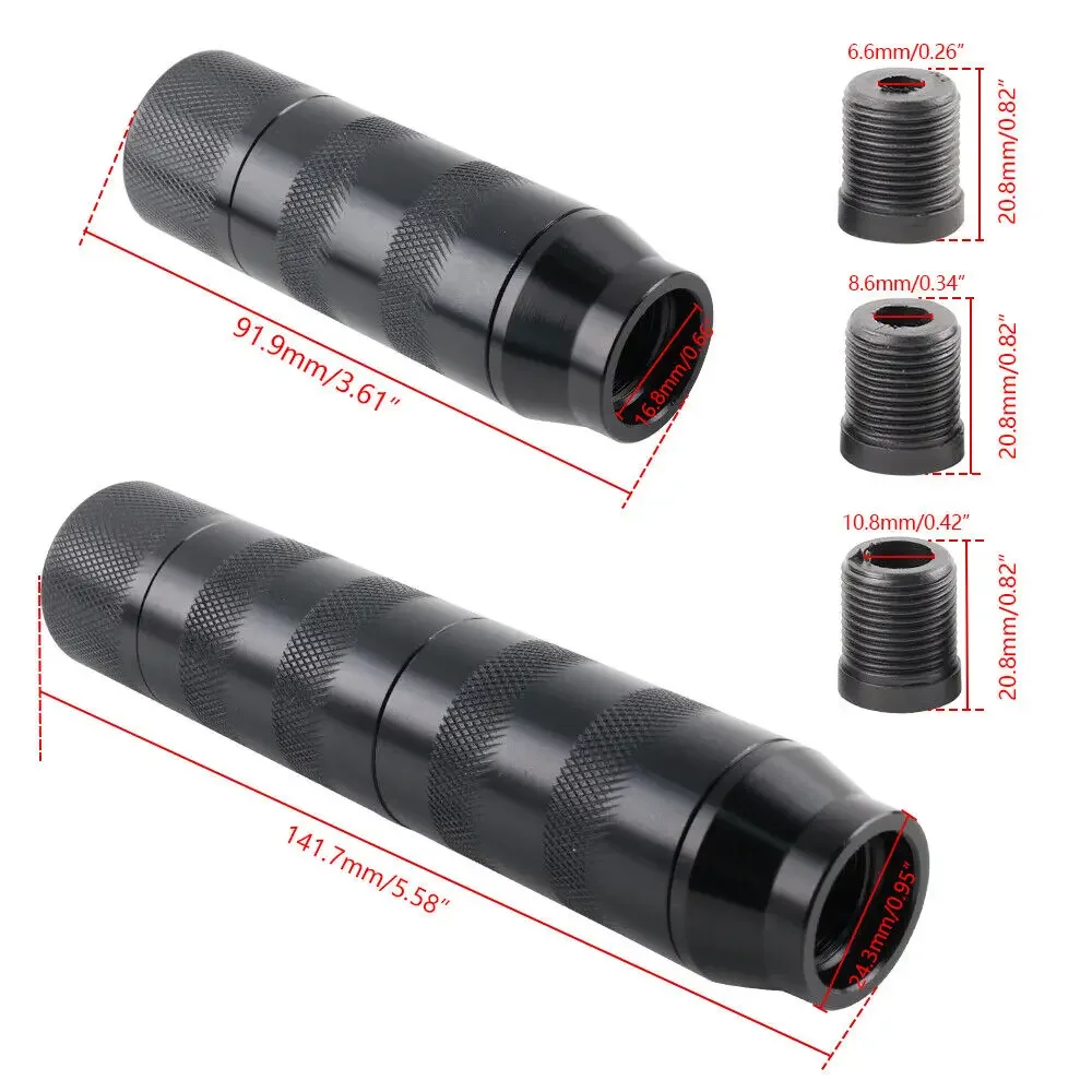 Adjustable 42-142mm Gear Shift Knob Black Aluminum Racing Shifter Universal for Manual Car & PC Sim Racing with M8 M10 M12