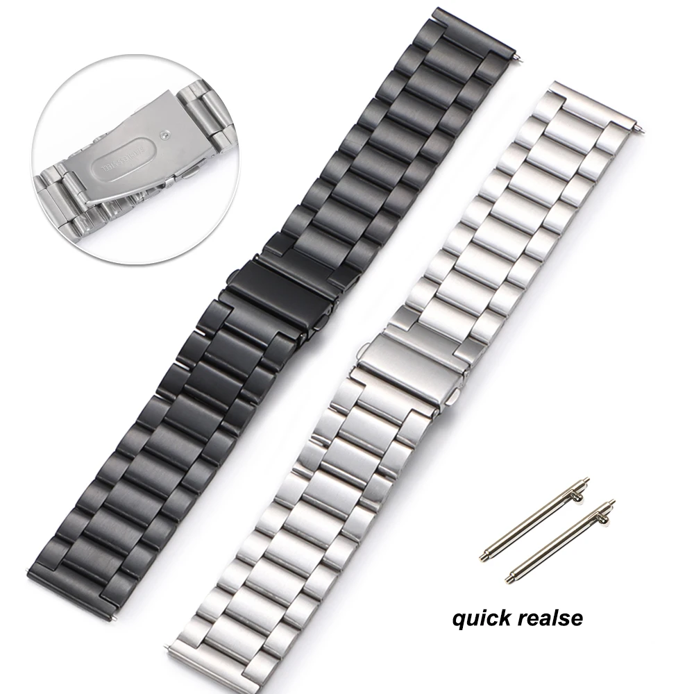 Correa de reloj de acero de 20 a 22mm para Samsung Gear S5 S4 S3 Frontier, correa de reloj clásica para HUAWEI 41mm 42mm 46mm, accesorios para correa de reloj
