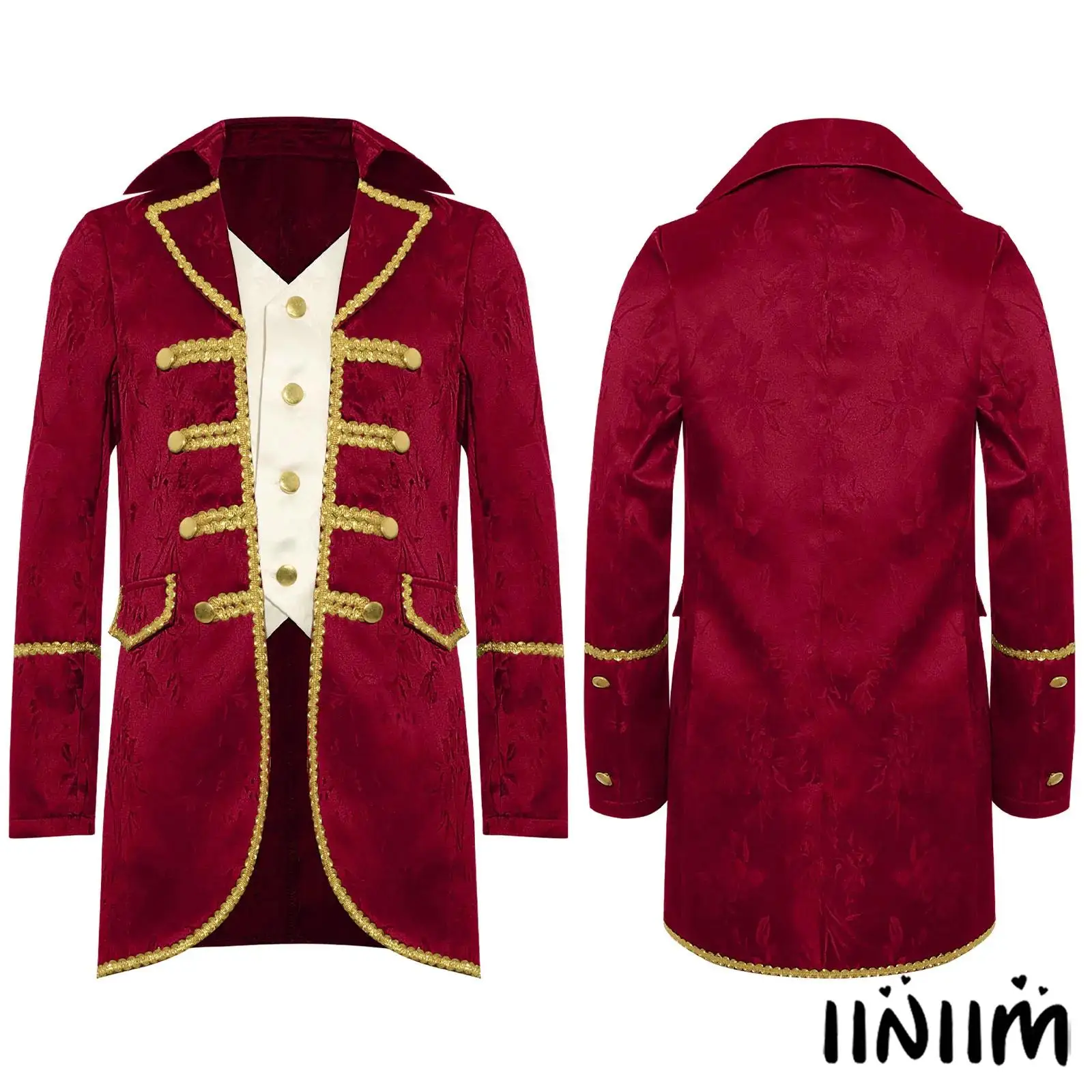 

Ornate Gothic Military Jacket for Kids Victorian Style Faux Coat with Gold Details Perfect for Halloween Christmas Themed Party