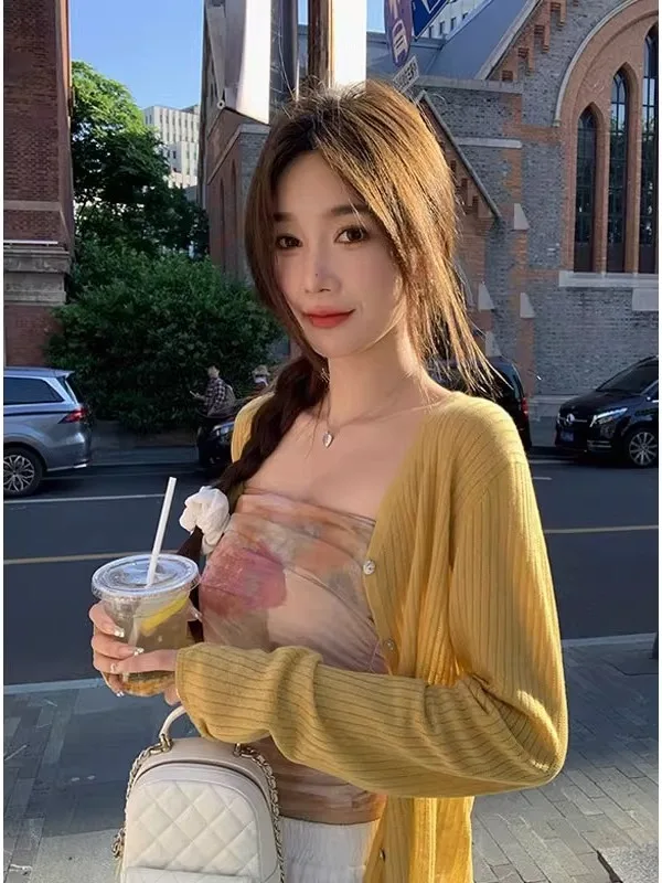 

Легкий летний кардиган из трикотажа Ice Silk с длинными рукавами, защитой от солнца и свободным кроем в корейском стиле