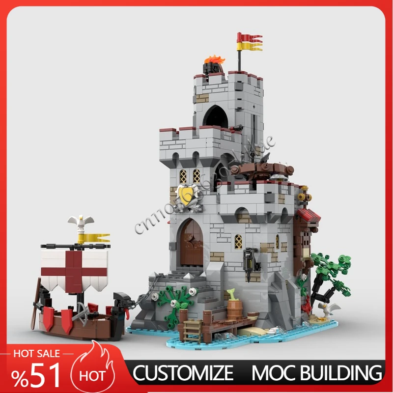 1321 ELEMENTÓW MOC Średniowieczny Nadmorski Rynek Wieża Modularny Model Klocki Konstrukcyjne Zestawy Edukacyjne Klocki do Składania Zabawki Prezent na Boże Narodzenie dla Dzieci