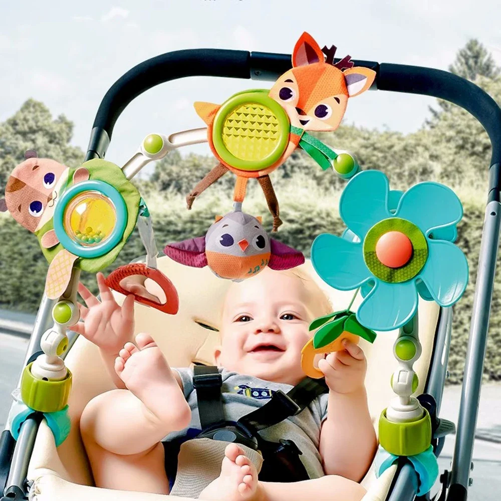 Baby-Kinderwagen-Bogen-Spielzeug, Autositz-Spielzeug mit hängendem sensorischem Aktivitätsspielzeug, Kinderwagen-Aktivität, Feinmotorik-Spielzeug für 0, 12 Monate, 1 Jahr