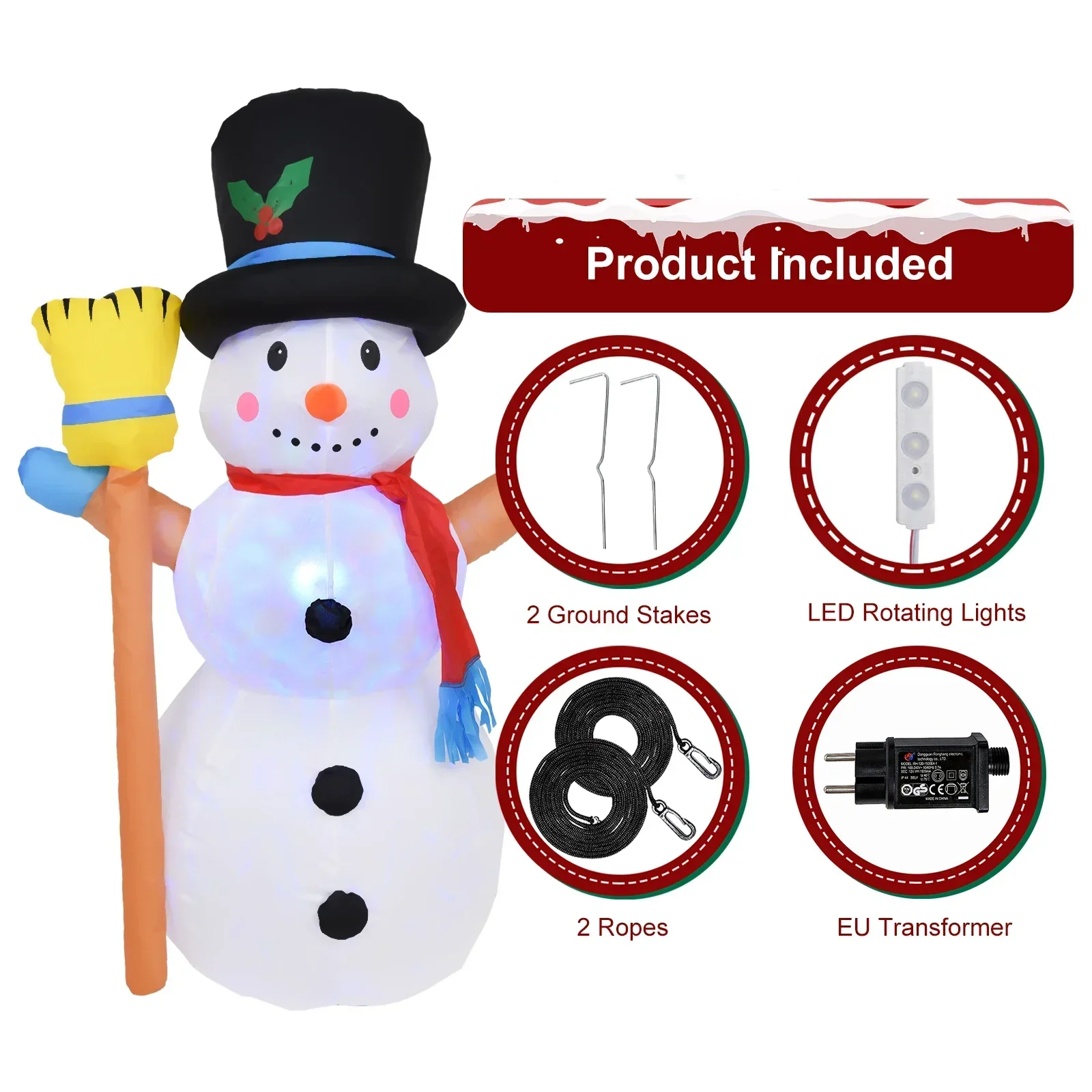 Inflatable Snowman Decor 4FT Christmas Inflatables Outdoor Decor Waterproof Lighted Christmas Decoration with LED Rotating Light