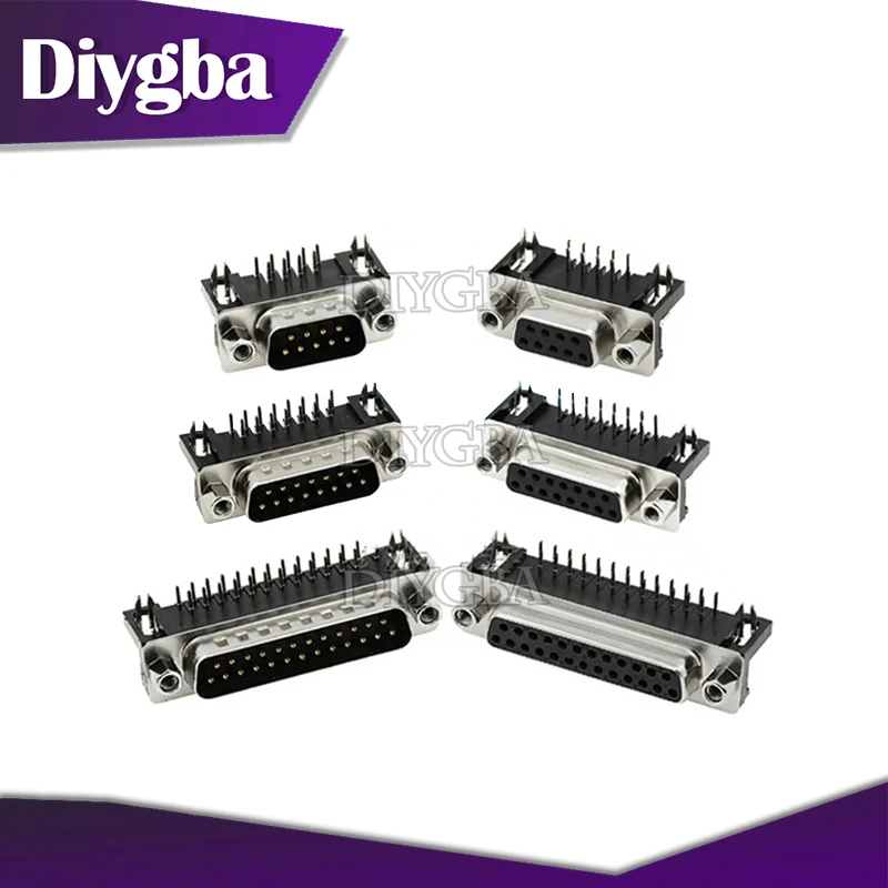 5PCS/LOT RS232 DR9 DR15 DR25 Female male 9-pin 15-pin 25-pin serial port male connector curved legs welded plate