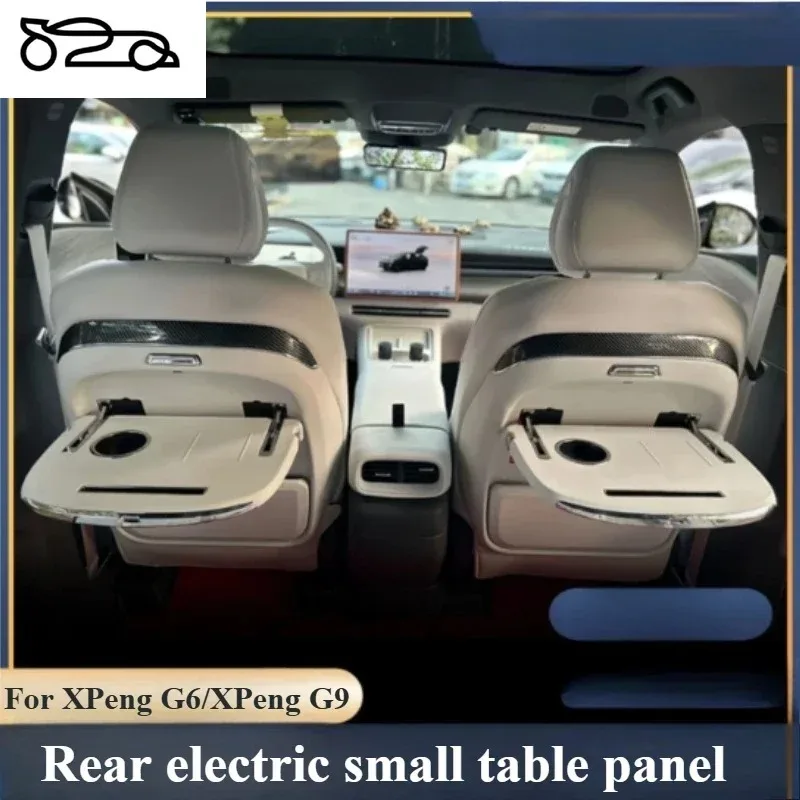 Electric Foldable Seat Back Laptop Tray Table With Ambient Light Wireless Charger For Xpeng G6 G9 Car Aftermarket Parts