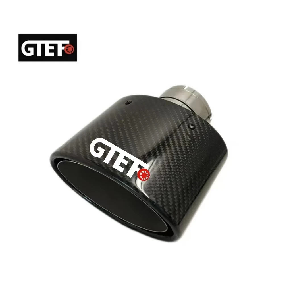 GTEFO 1 PCS Car Accessories Glossy Oval 150mm Carbon Fiber Stainless Steel Exhaust Tips Exhaust Pipe System Muffler Nozzle