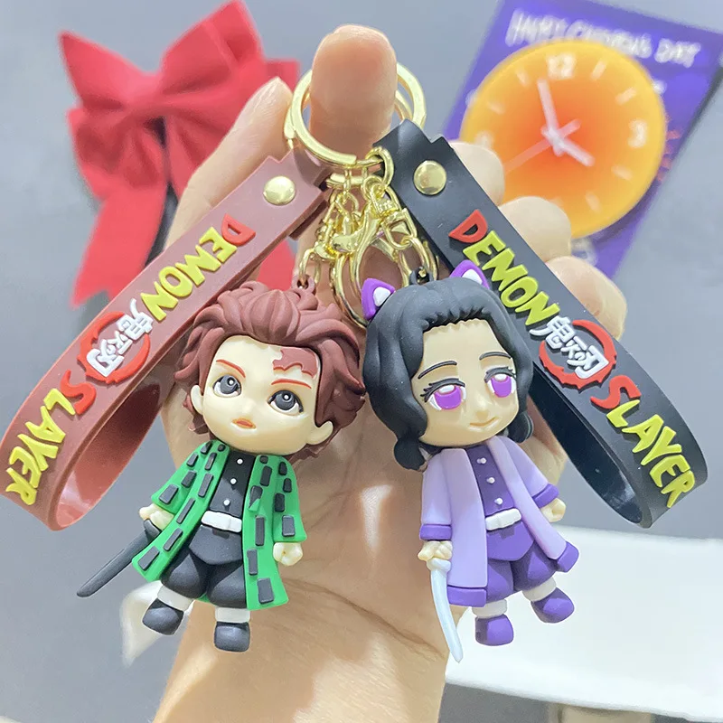 New Demon Slayer Anime Kimetsu Yaiba Blade of Ghost Keychain Cute Characters Bag Pendant Car Key Chain Gift