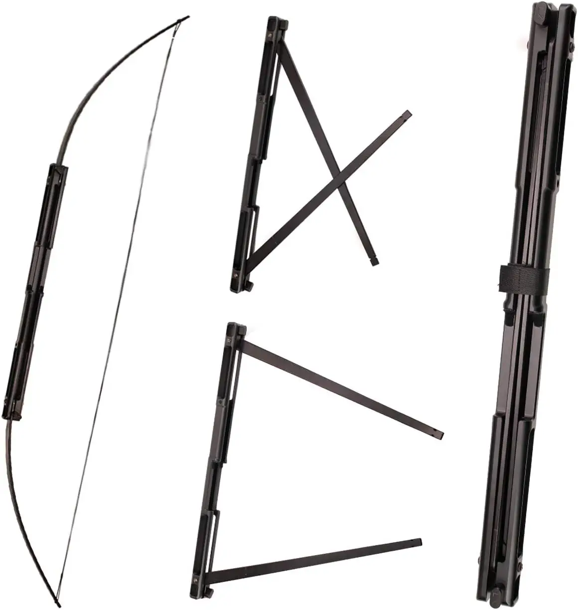 

57" Folding Bow Black Alloy Archery Bow Right Hand for Hunting or Target