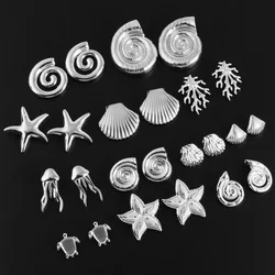 1pair Fashion Stainless Steel Silver Color Earring Fishbone Conch Shell Jellyfish Ocean Earrings No Fading Puncture Jewelry Gift