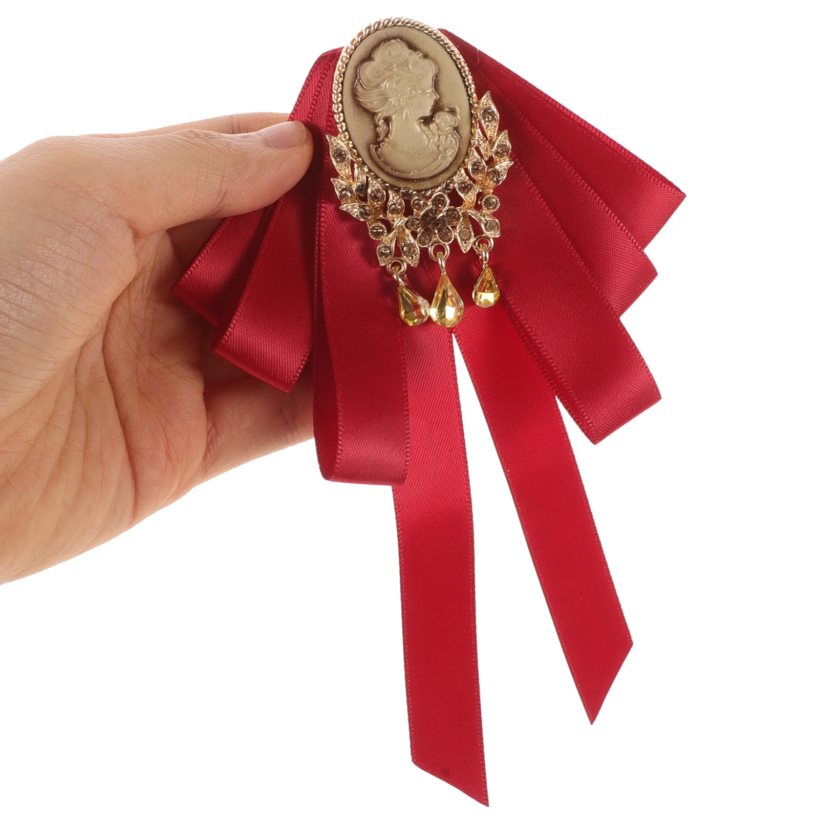 

Big Bowknot Brooch Pin Pre-Tied Bow Tie for Women Elegant Lapel Pin Clothing Accessory Fashionable Collar Tie Brooch