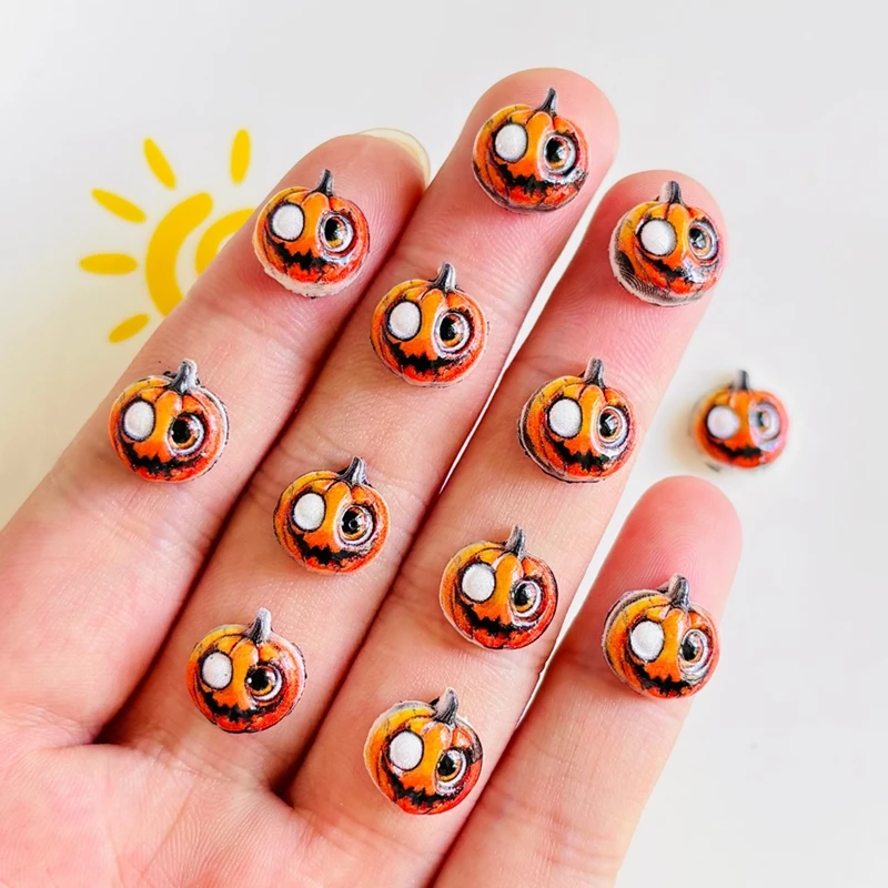 55 pieces of resin cute mini cartoon Halloween pumpkin head nail art flat DIY scrapbook decorative jewelry A155