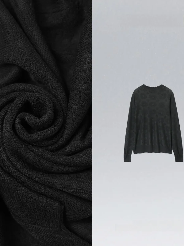 

Ele Embroidered Long Sve Knitted Base Layer Top Versatile Quali Women's Faion Spring 2026 Wool Blend Inner Wear