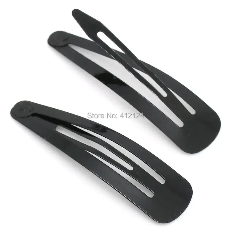 500Pcs Black Hair Clips Snap Barrettes Head Charms Fashion Finding Jewelry 46x13mm