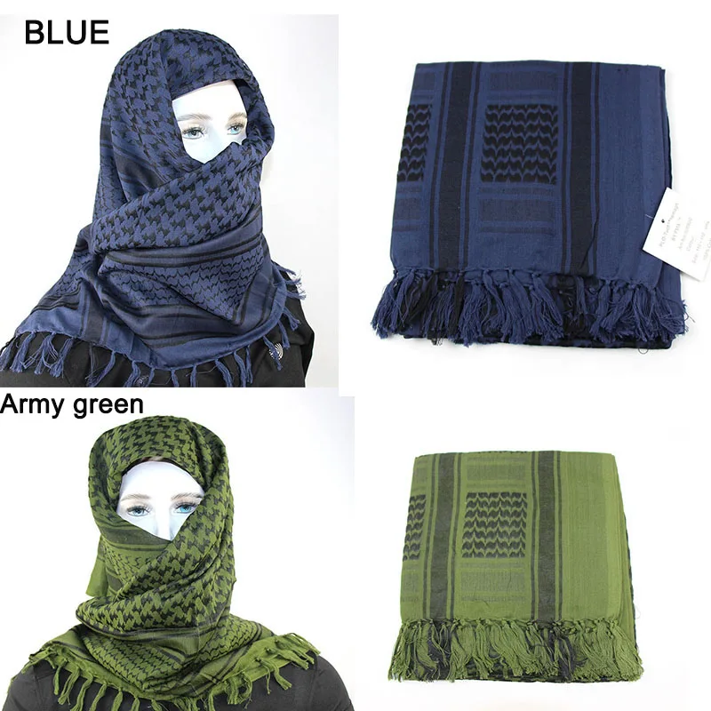 Tactical Cotton Arab Keffiyeh Shemagh Scarf Shawl Tactical Scarves Outdoor Desert Thickened Hijab Square Windproof Bandanas