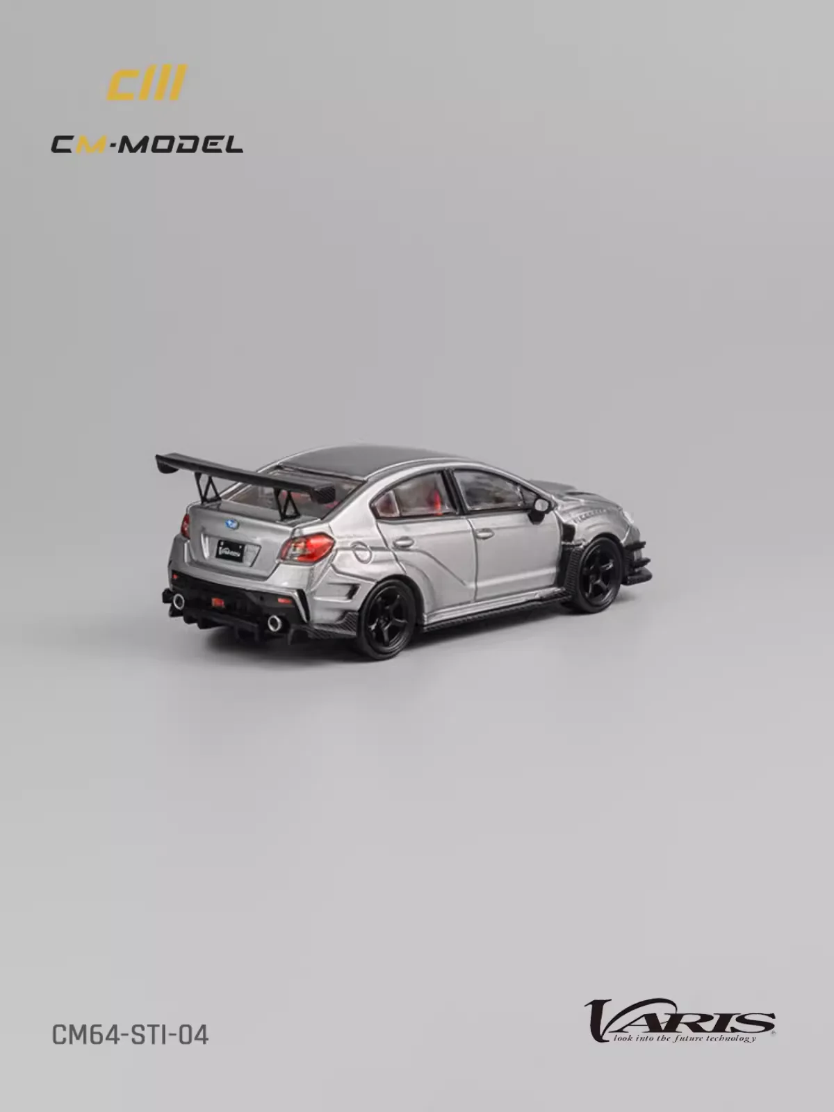 CMModel 1/64 STI Varis Widebody Diecast With replacement wheel Metallic silver