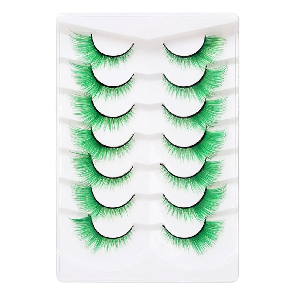 7 Pairs Cosplay Party Fox Cat Eye Eyelashes Dramatic Look Masquerade Colorful False Eyelashes Soft Fluffy Eyelash Extension