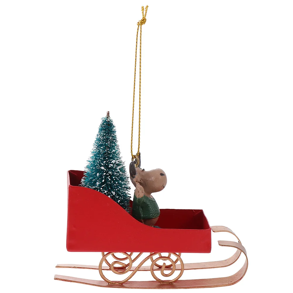

Sleigh Ornament Christmas Tree Decoration Indoor Hanging Rustic Iron Sleigh Pendant Xmas Tree Decor Party Layout Hanging