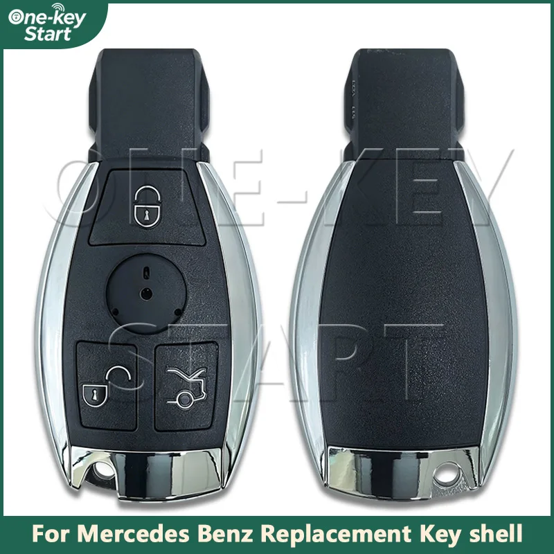 3 Buttons Smart Remote Replacement Key Shell for Mercedes Benz W203 W204 W205 W211 W212 W221 A B C E G W S 【ONE-KEY START】