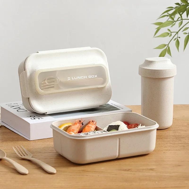 

Cutlery Set Wheat Straw Lunch Box Water Cup Soup Bowl Food Storage Container Office Workers Student Picnic Portable Dinnerware