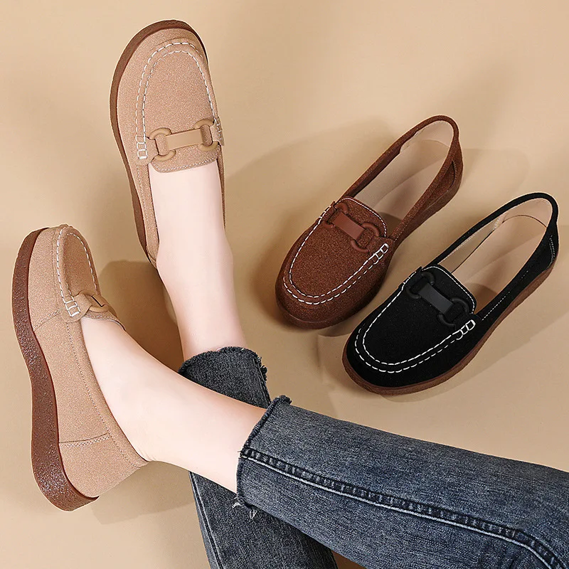 ENJOYOU Doudou Shoes For Women, Matte Surface, Soft Bottom, Breathable Flats, Middle-aged And Elderly Ladieswear Shoes, Plaidnon
