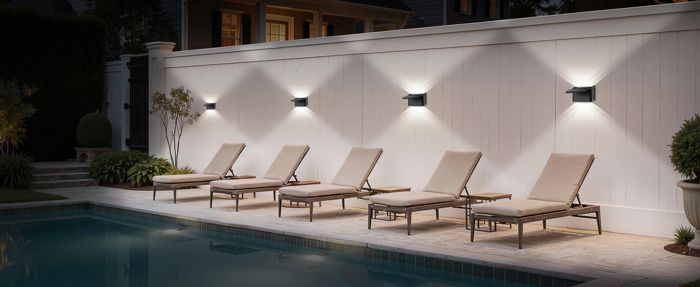 intelamp 2 Pack Outdoor Solar Wall Lights Dusk To Dawn Fence Deck Patio Light 3 Colors Mode With Remote For Wall Terraces Fences