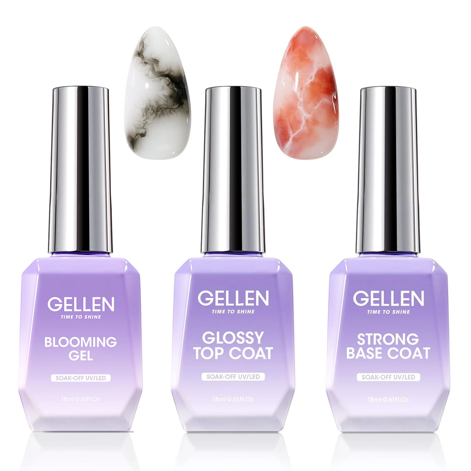 

GELLEN Blooming Gel 18ml Base Coat Nail Polish Kit Watercolor Gradient Press On Nails Design 3pcs Set Art Extension Supplies