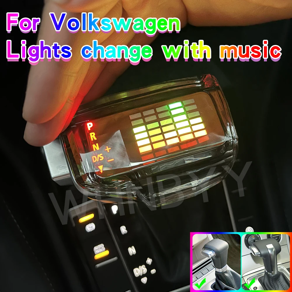 For Volkswagen Tiguan Magotan Touran CC Golf Bora Lavida Sagitar Crystal LED gear shift knob car accessories gearbox handle