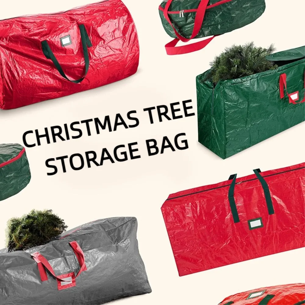 Heavy Duty Christmas Tree Storage Bag PE Folding Christmas Organizer Bag Large-capacity with Reinforced Handle