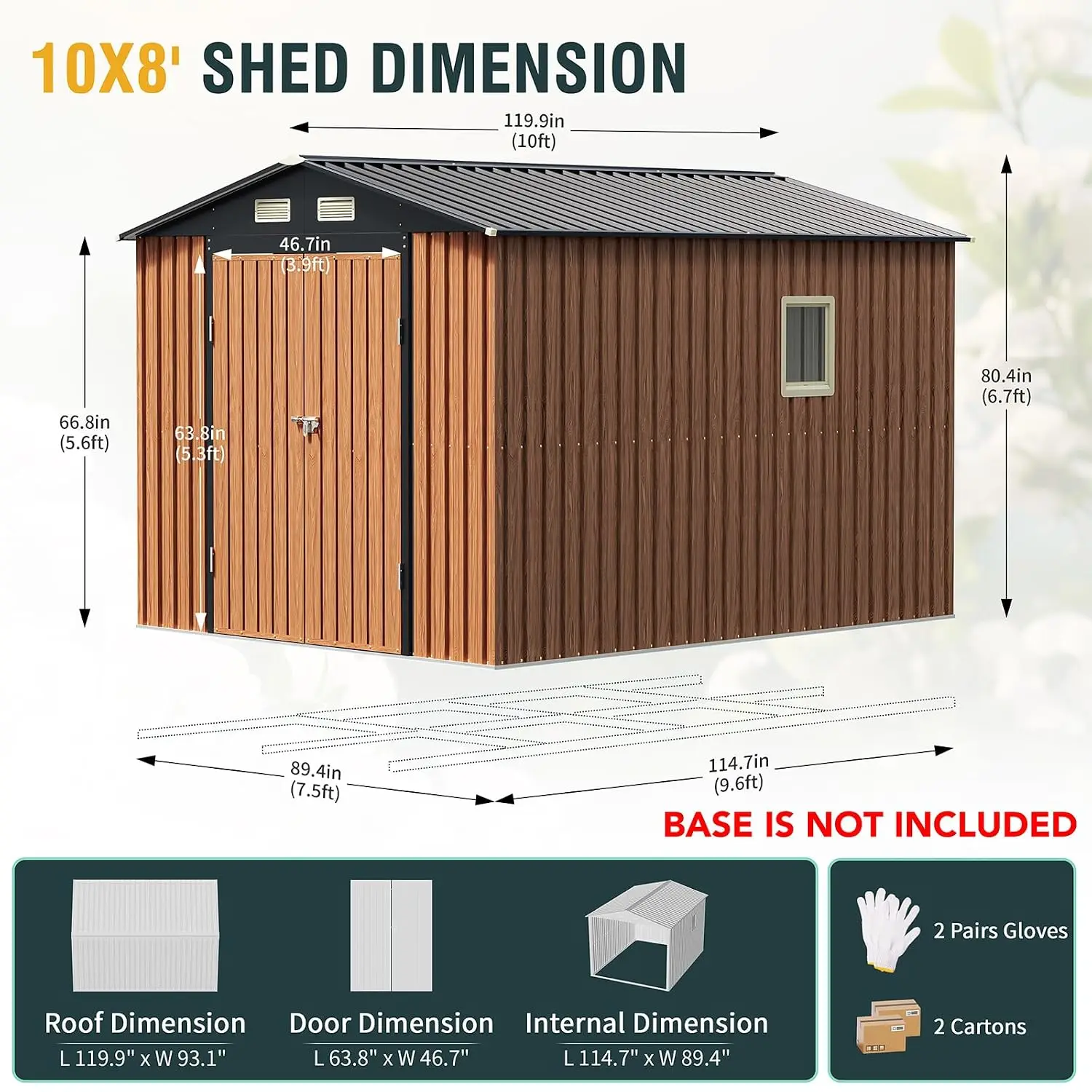 8x10 Ft Outdoor Storage Shed, Large Metal Shed Tiny House for Garden Patio, Customized