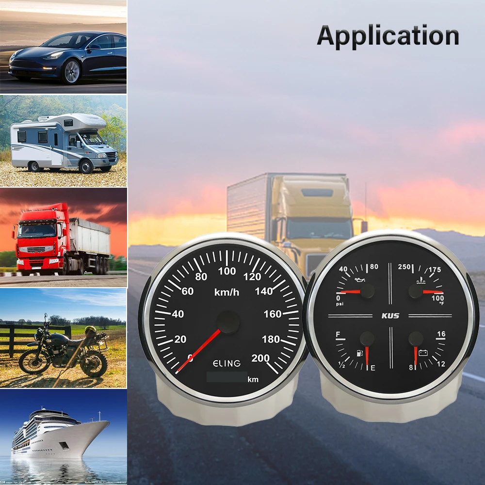 

ELING 110mm GPS Speedometer 0-200KMH Speed Gauge with 4in1 Multifunction Gauge with Backlight 12V 24V for Car SUV Racing