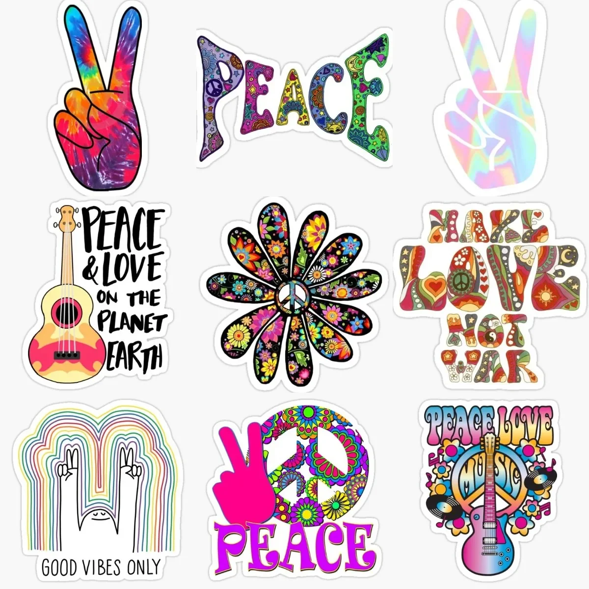 Peace Love PVC Creative Waterproof Stickers for Decorate Room Wall Table Car Motorcycle Helmet Camper Window Decal