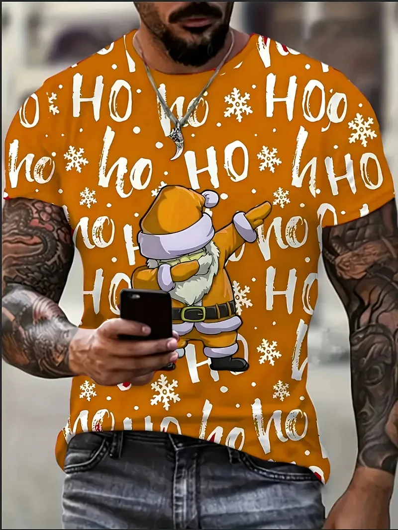 HO HO HO Santa Claus Print T Shirt For Men Women New Year Party Fashion Clothing Christmas Harajuku Short Sleeve Tops T-shirts