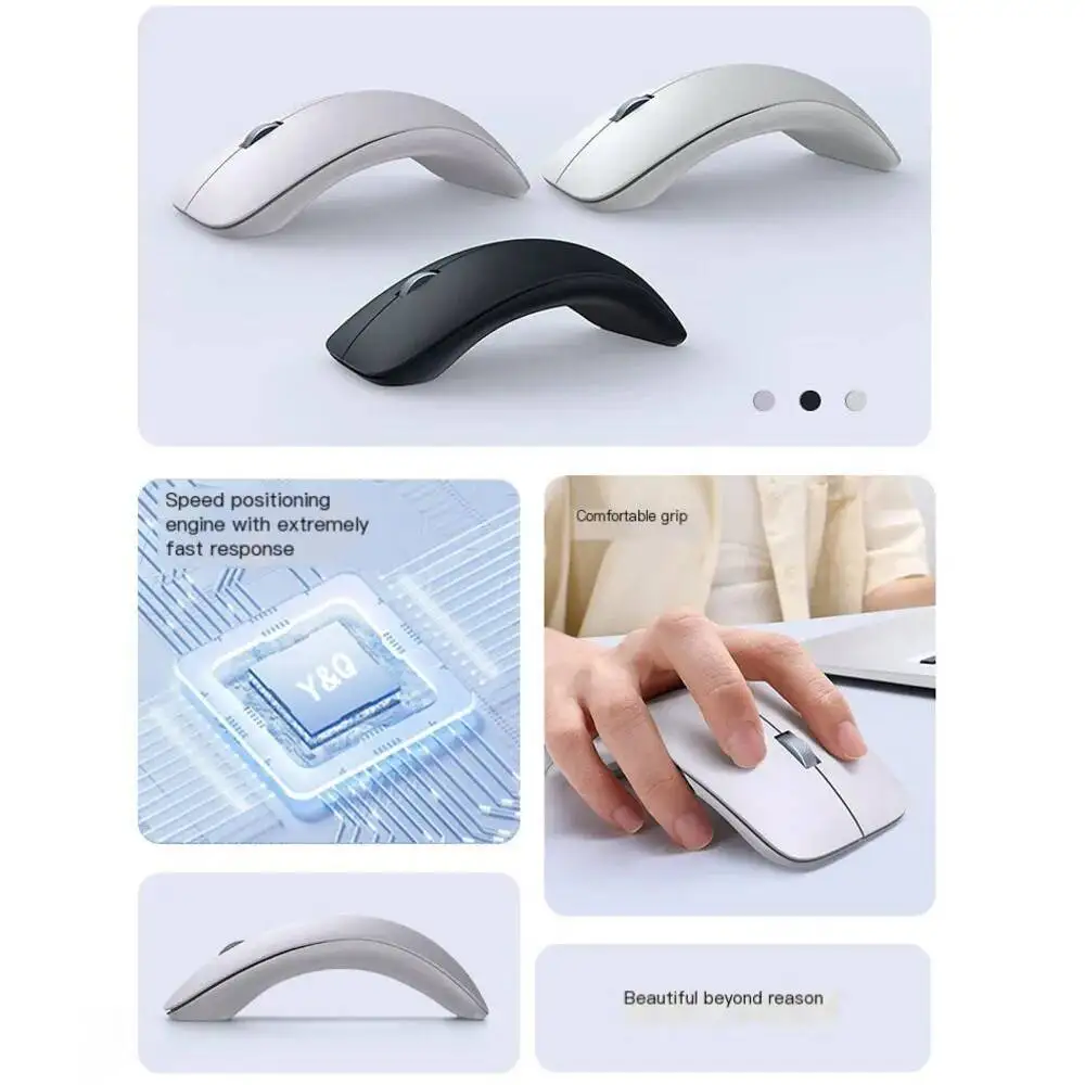 Portable Ergonomic Optical Office&Home Mice Wireless Bluetooth Arc Mute Rechargeable MouseFor Microsoft PC Laptop Computer Use