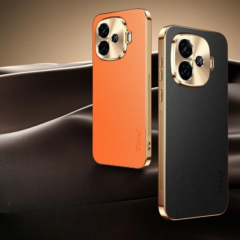 غطاء مقاوم للصدمات مطلي بالجلد لهاتف IQOO 13 12 12Pro حافظة بنمط Lichee لهاتف IQOO Z9 Turbo NEO 10 9 8 Pro 7 SE