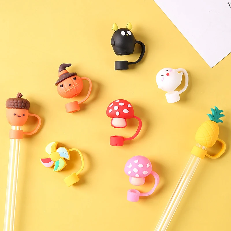 Silicone Sealing Straw Plug Reusable Drinking Dust Cap Cartoon Plugs Tips Cover Suit Kitchen Cup DIY Accessories Wholesale