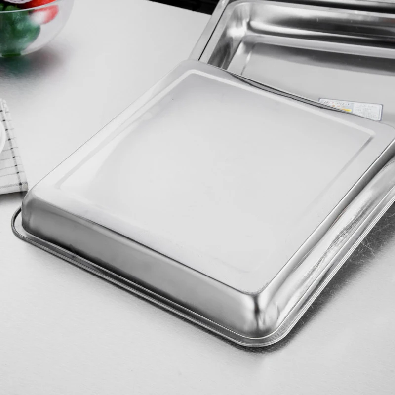 Stainless Steel Barbecue Tea Storage Serving Trays Rectangle Steamed Rice Sausage Plate Grill Meat Restaurant Metal Utensils 1PC