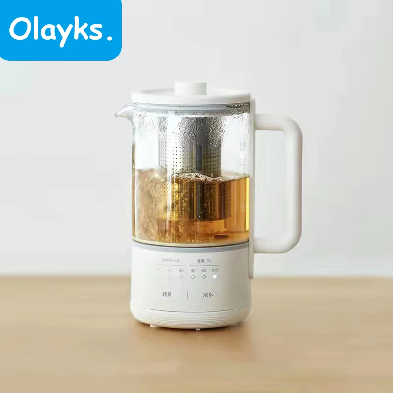 Olayks 600ml Electric Kettle Portable Health Pot 8H Insulation Timed Tea Kettle Stewing Non-stick Chassis For Business Travel