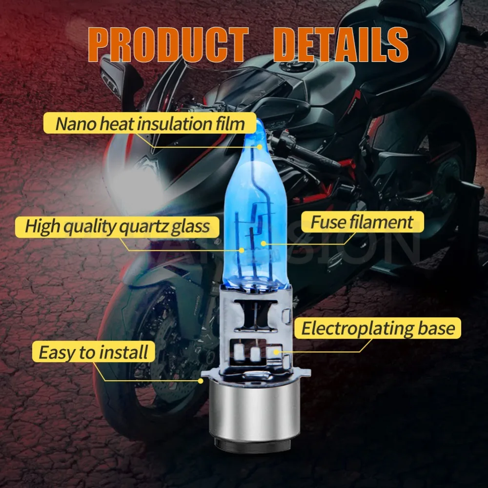 1pc BA20D T19 H6M High Brightness LED Bulbs 12V 35/35W Halogen Headlight Singal Lamp Motorcycle ATV Moped Scooter Bulb White