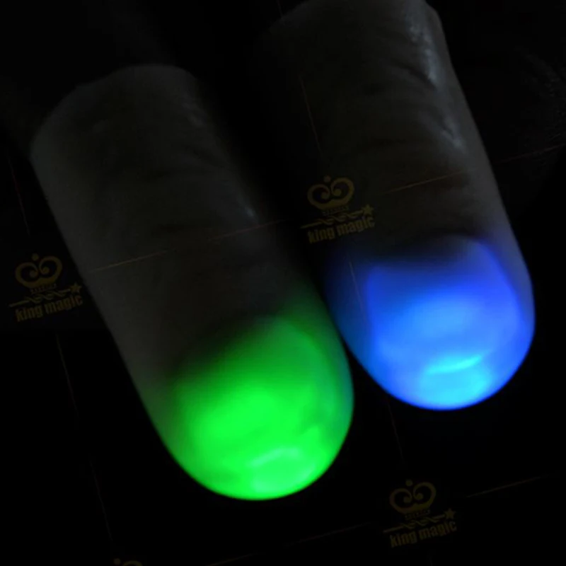 1Pair Led Light Up Fake Thumbs Magic Tricks (Red/Blue/Green) D\'lite Soft Thumb Tips With LED Magic Props Funny Flashing Fingers