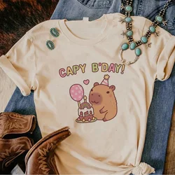 Capybara-Camiseta harajuku para mujer, top de diseñador para niña, ropa de manga