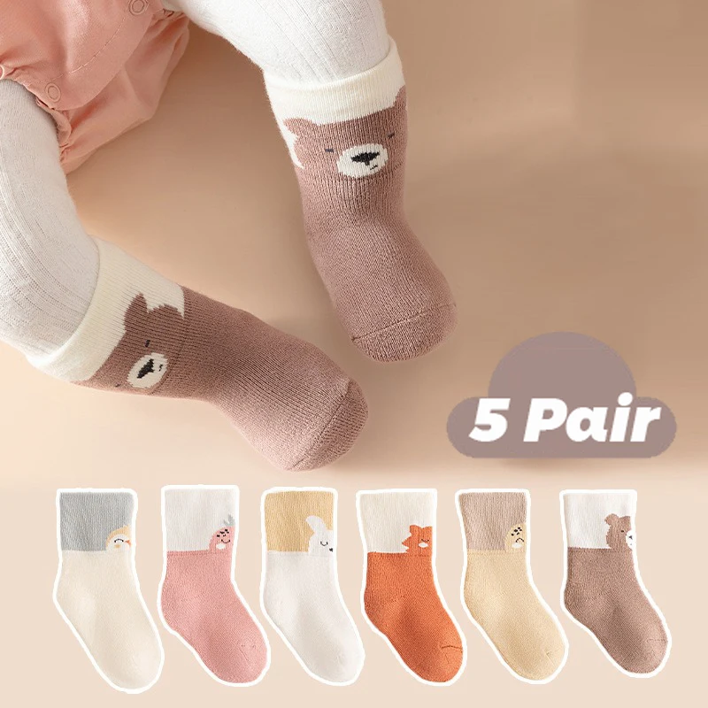 

3 Pair Children's Socks Winter Warm Thick Cute Cartoon Boys and Girls Baby Woolen Hoop Socks Middle Tube Socks
