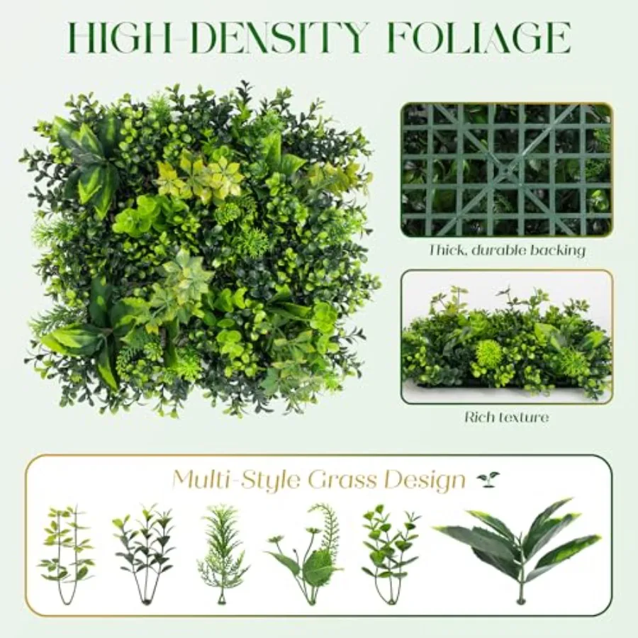 Green Privacy Grass Panels Faux Greenery UV Resistant Grass Wall Artificial Outdoor Privacy Panels Green Leaf Wall Ar