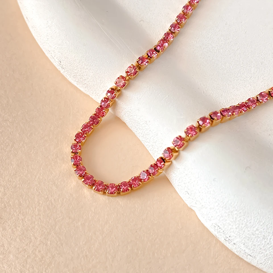 EMANCO Edelstahl Vergoldetes Funkelndes Armband Hochwertige Weiße Zirkonia Einreihiges Einfaches Accessoire für Mädchen – Detail 7